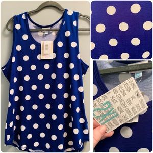 LuLaRoe 2XL royal polka dot tank top.
